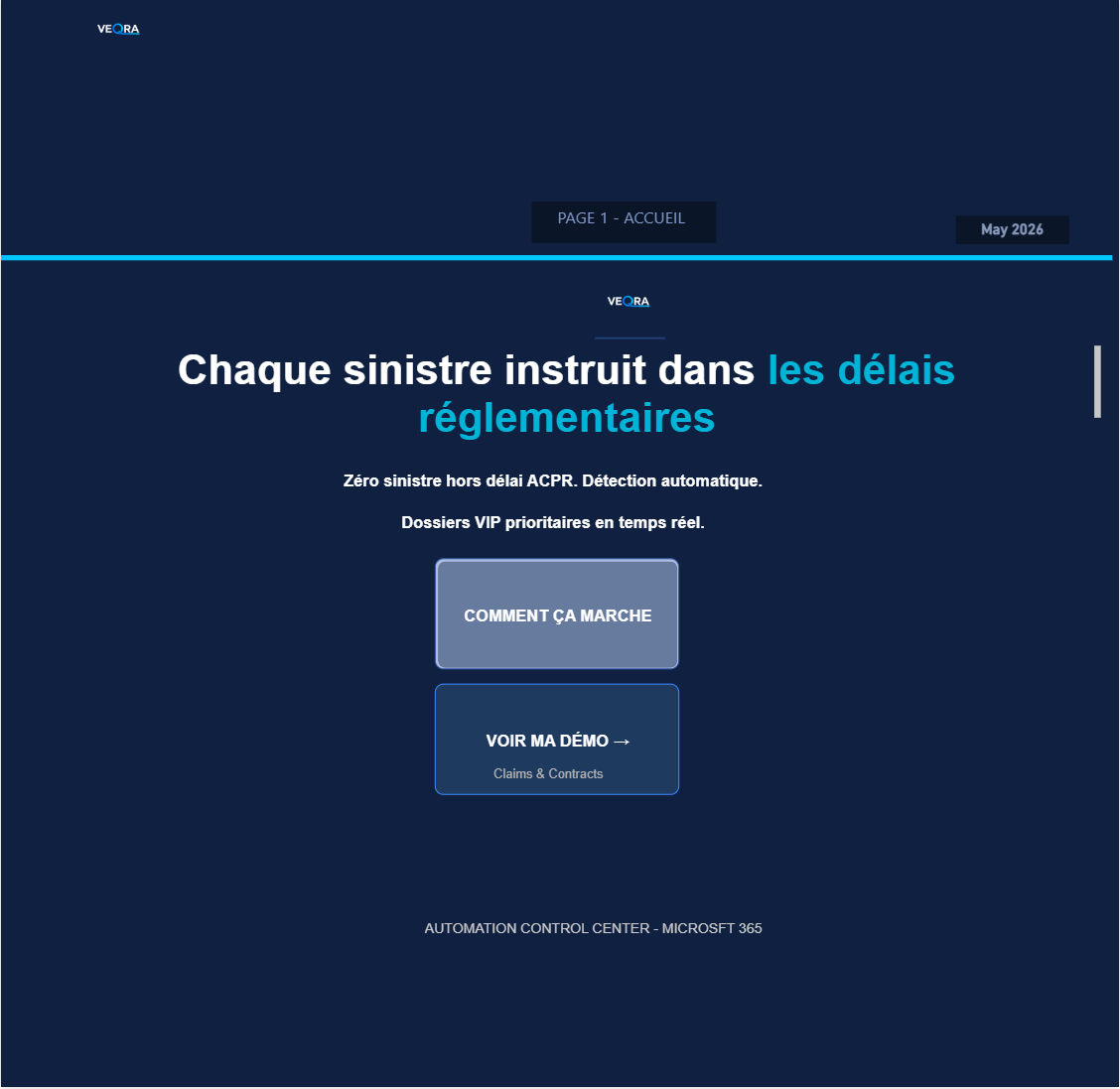 VEQRA Assurance & Mutuelles — accueil dashboard Power BI