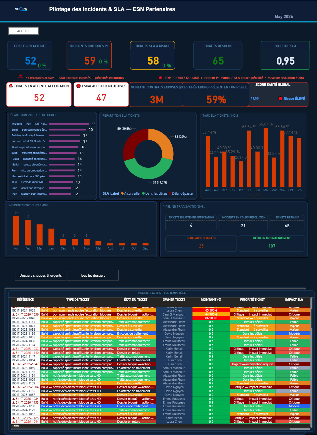 VEQRA ESN Partenaires — dashboard Power BI complet