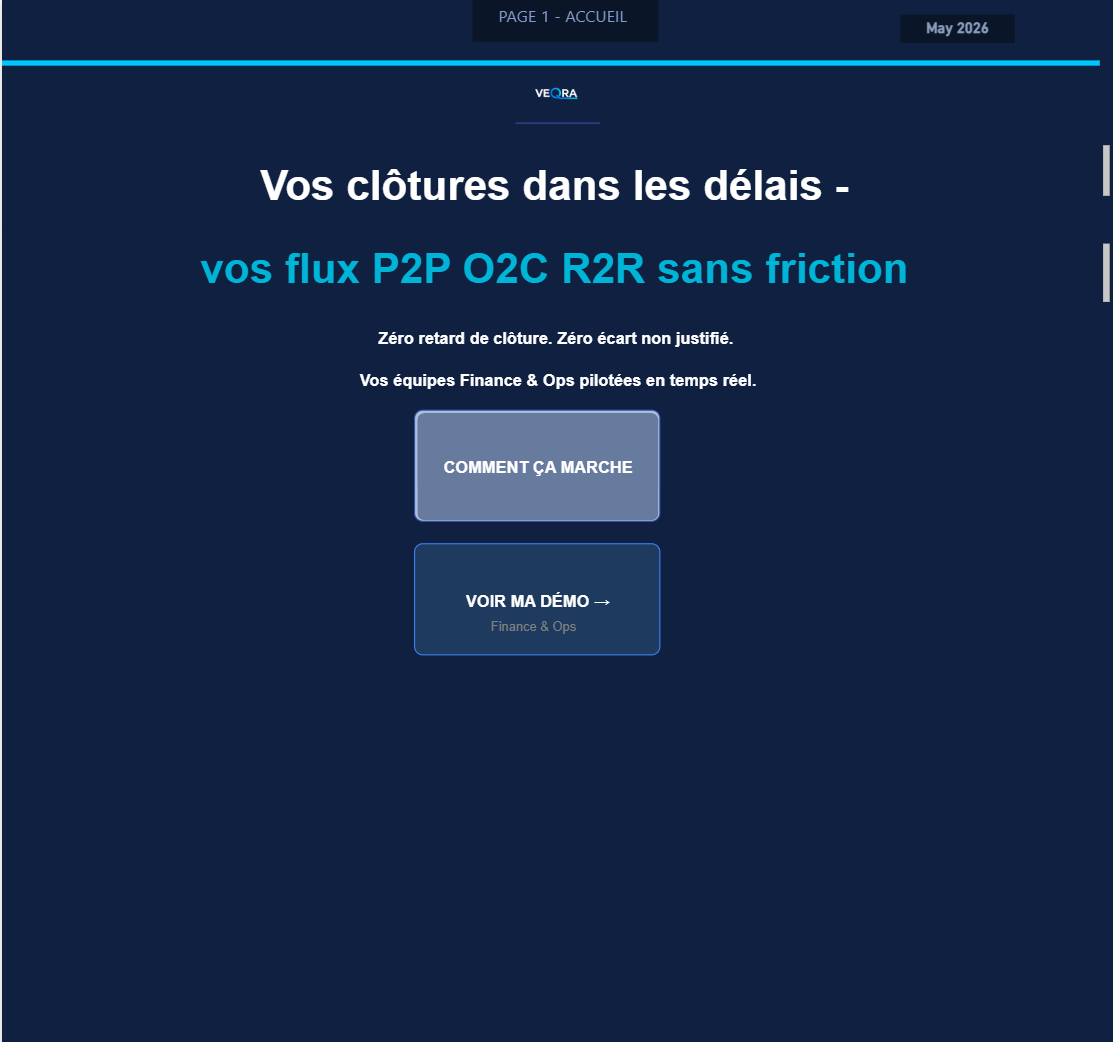 VEQRA Services Partagés — accueil dashboard Power BI